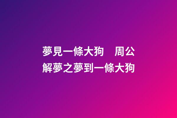 夢見一條大狗　周公解夢之夢到一條大狗